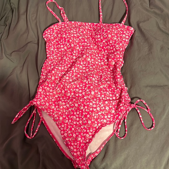 Shein Pink Floral One Piece - Picture 1 of 5